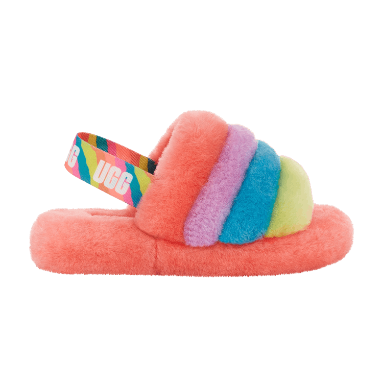 UGG Fluff Yeah Slide Kids 'Peach Bliss Multi-Color' — Peach Bliss/Multi-Color