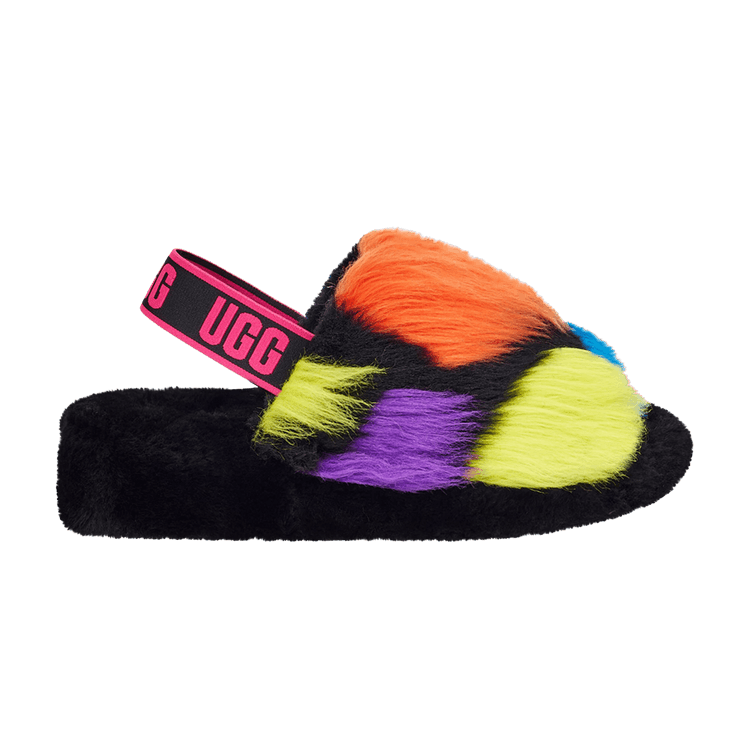 UGG Wmns Fluff Yeah Slide 'Party Spots' — Black
