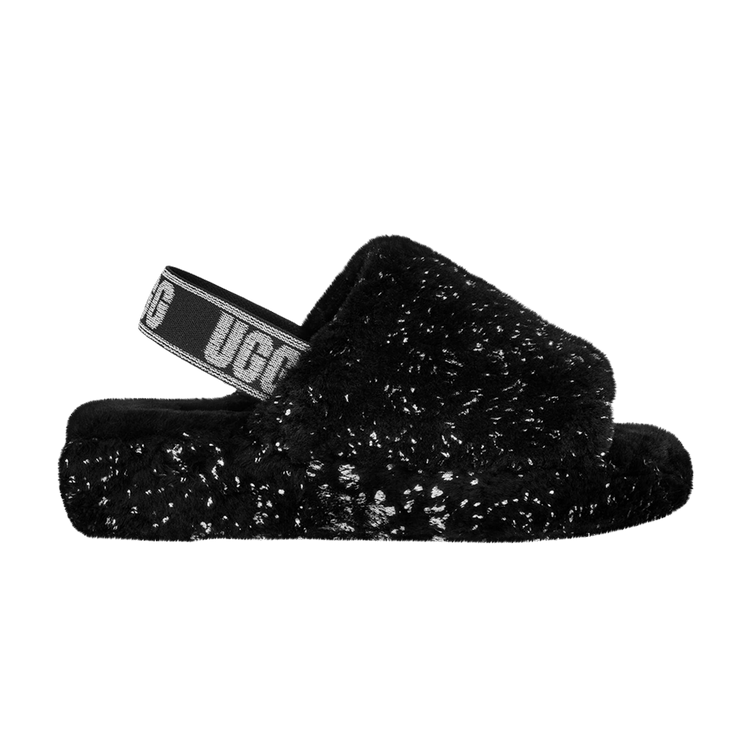 UGG Wmns Fluff Yeah Slide 'Metallic Sparkle - Black' — Black