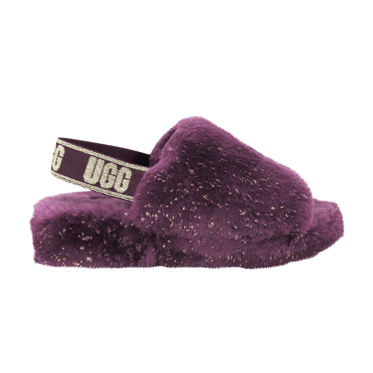 UGG Wmns Fluff Yeah Slide 'Metallic Sparkle - Pinot Noir' — Pinot Noir