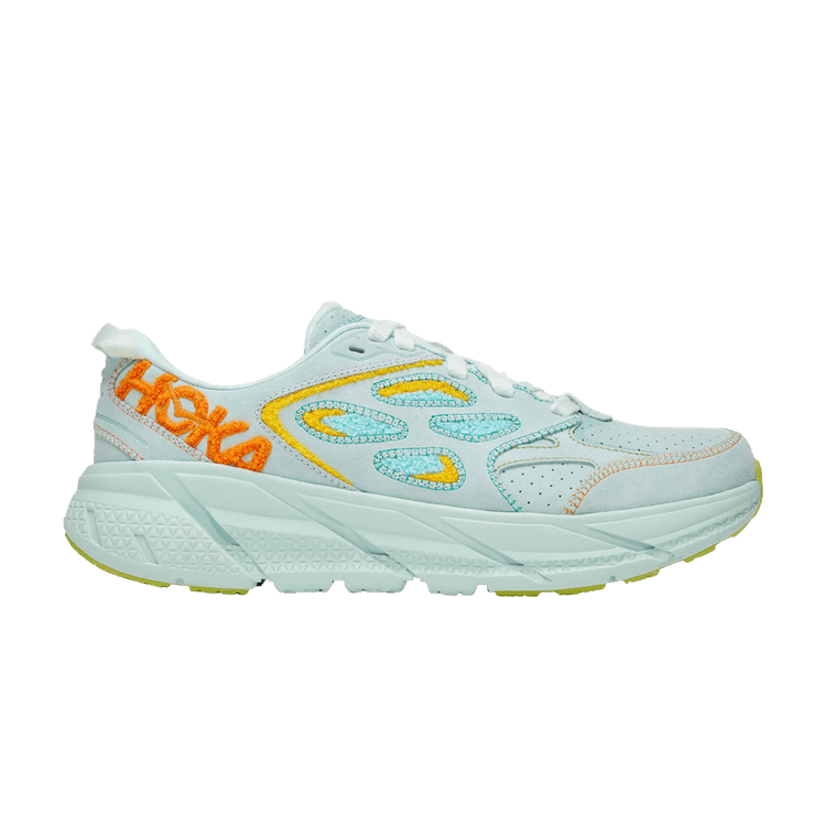 HOKA Clifton L 'Embroidery - Blue Glass' — Blue Glass/Radiant Yellow