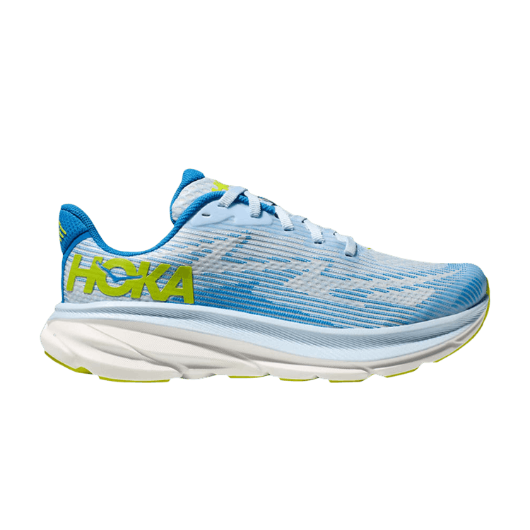 HOKA Clifton 9 Kids 'Ice Water Evening Primrose' — Ice Water/Evening Primrose