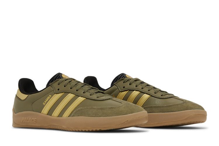 Palace x adidas Puig Samba 'Olive Gold' — Focus Olive/Metallic Gold/Gum