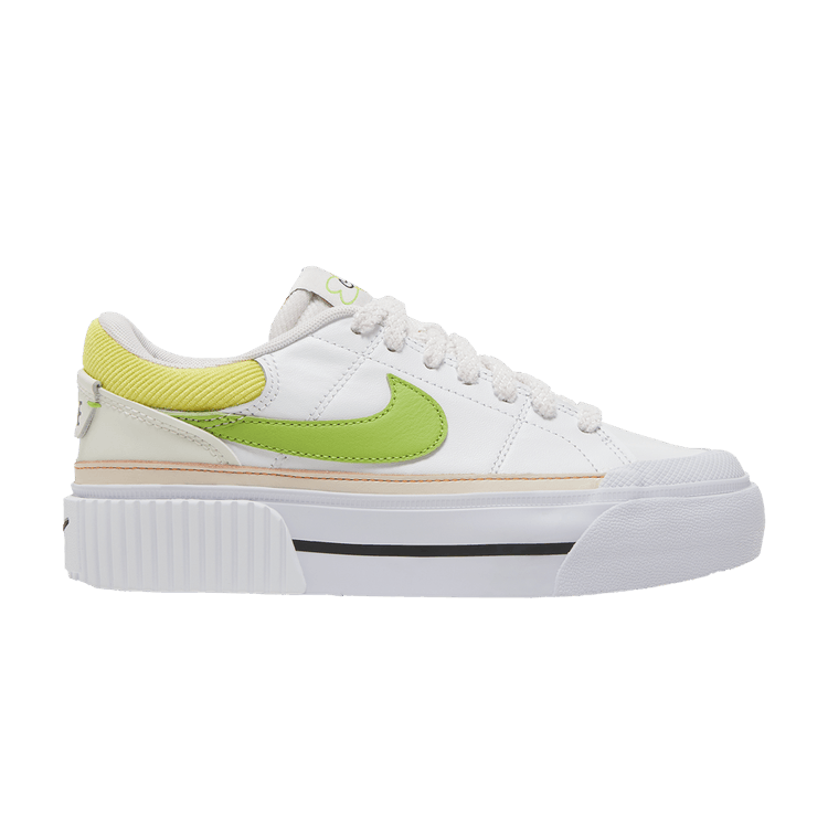 Nike Wmns Court Legacy Lift 'Feel Love' — White/Pearl Pink/Opti Yellow/Action Green