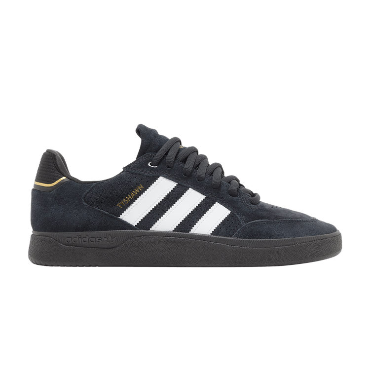 Adidas Tyshawn Low 'Black White Gold Suede' — Core Black/Cloud White/Gold Metallic