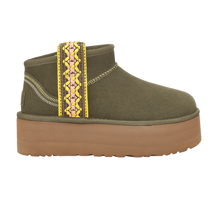 UGG Wmns Classic Ultra Mini Platform 'Braid - Burnt Olive' — Burnt Olive