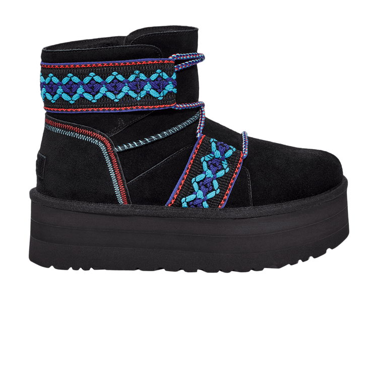 UGG Wmns Classic Mini II Platform 'Braid - Black' — Black
