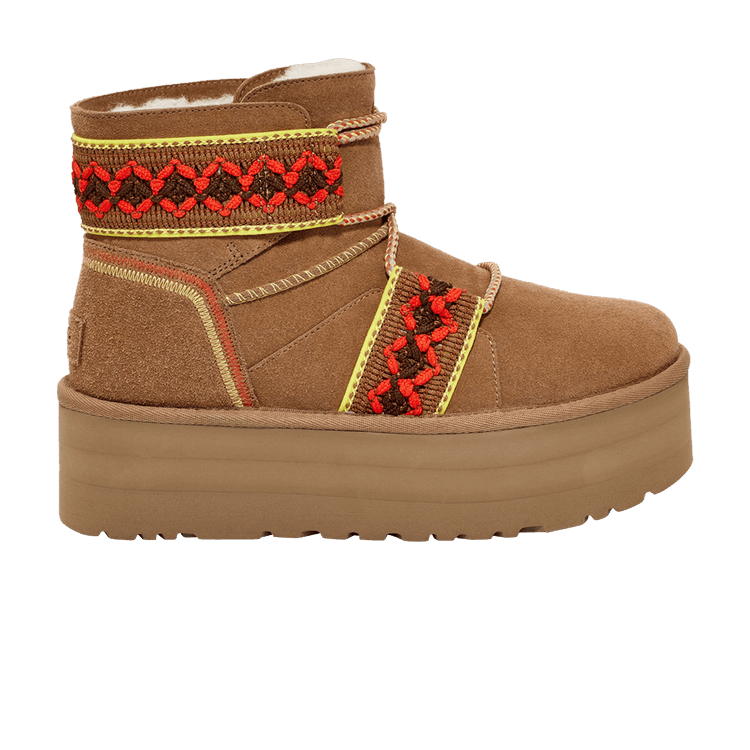 UGG Wmns Classic Mini II Platform 'Braid - Chestnut' — Chestnut