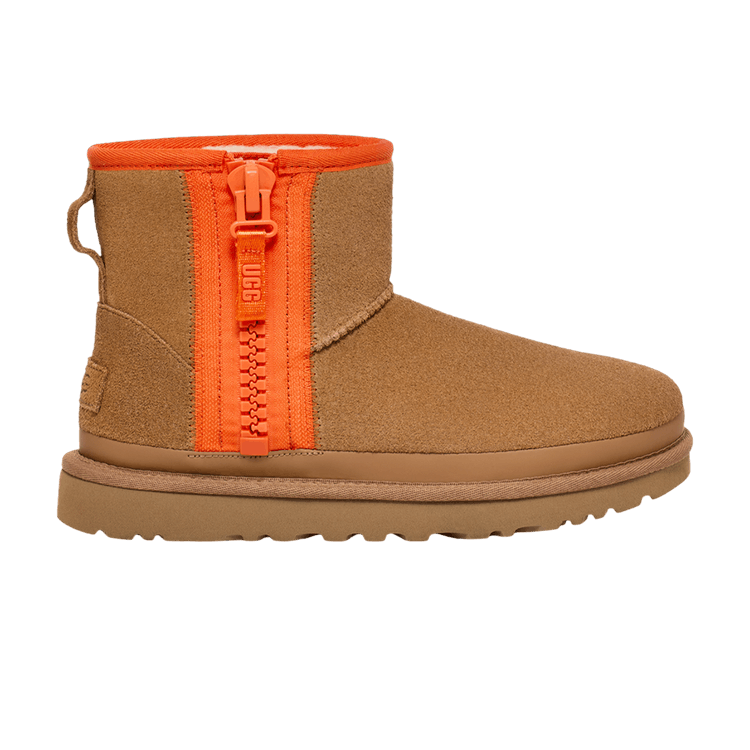 UGG Wmns Classic Mini Zipper Tape Logo 'Chestnut' — Chestnut