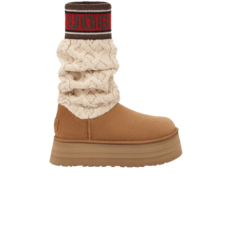 UGG Wmns Classic Sweater Letter Boot 'Chestnut' — Chestnut