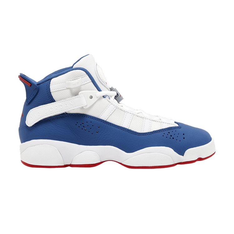 Air Jordan 6 Rings GS 'White True Blue' — White/University Red/Light Steel Grey/True Blue