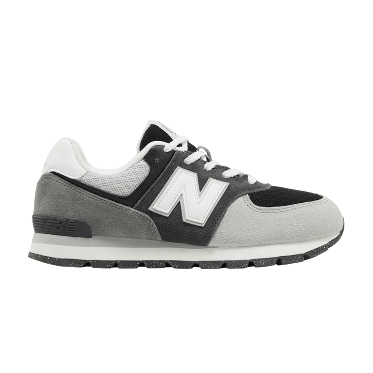 New Balance 574 Big Kid Wide 'Blacktop White' — Blacktop/White