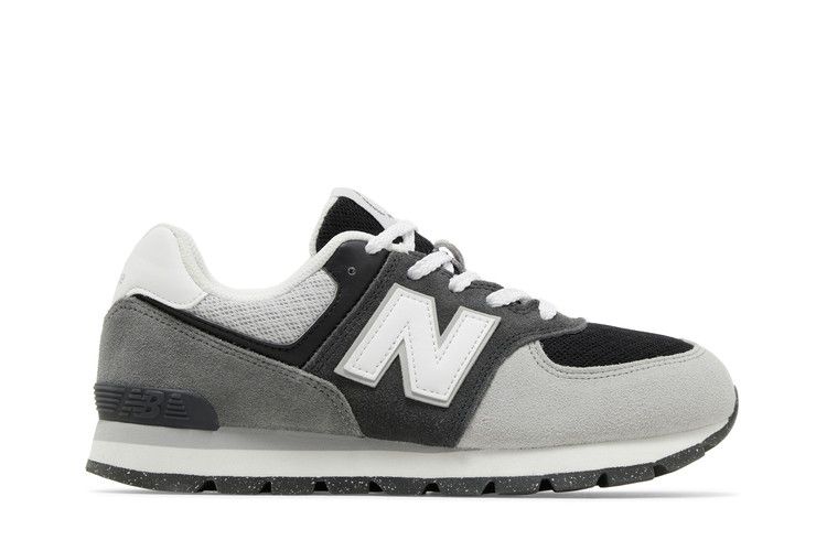 New Balance 574 Big Kid Wide 'Blacktop White' — Blacktop/White