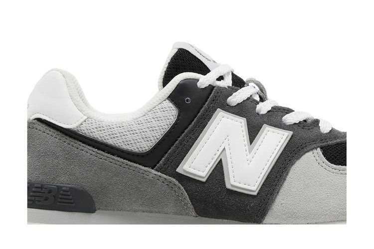 New Balance 574 Big Kid Wide 'Blacktop White' — Blacktop/White