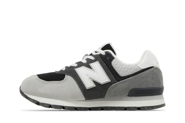 New Balance 574 Big Kid Wide 'Blacktop White' — Blacktop/White