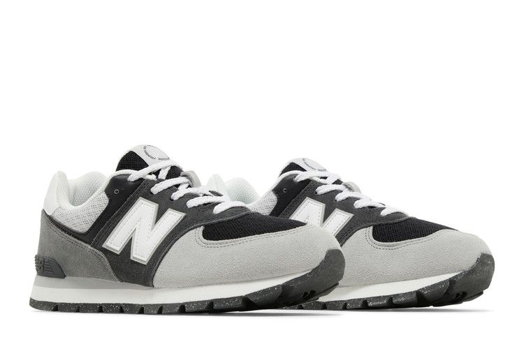 New Balance 574 Big Kid Wide 'Blacktop White' — Blacktop/White