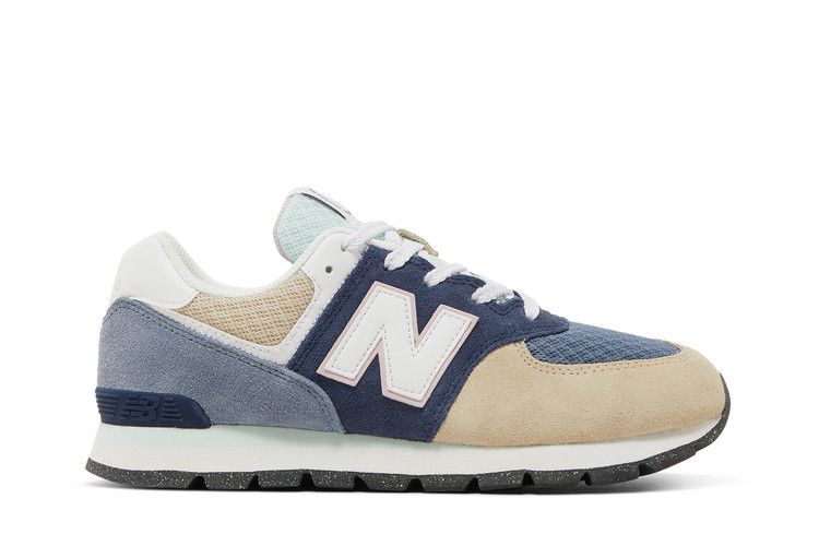 New Balance 574 Rugged Big Kid Wide 'Summer Brights' — Navy/Light Surf/Washed Pink