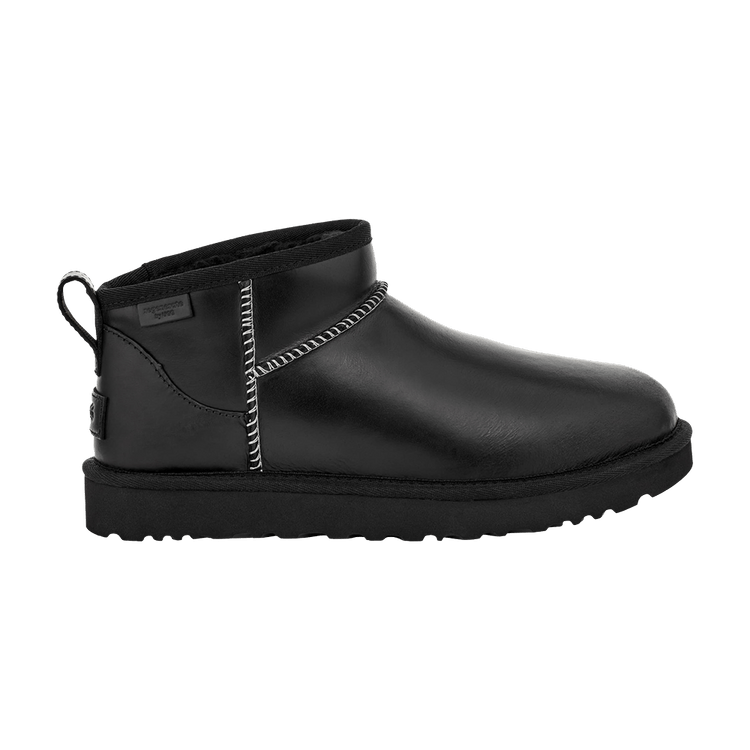 UGG Wmns Classic Ultra Mini Leather Regen Boot 'Black' — Black