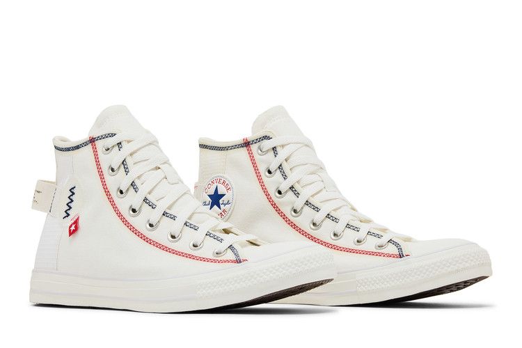Converse Chuck Taylor All Star High 'Logo Tag - Vintage White' — Vintage White/Blue