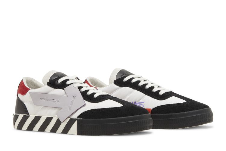 Off-White Floating Arrow Low Vulc Leather 'Black White Red' — Black/White/Grey
