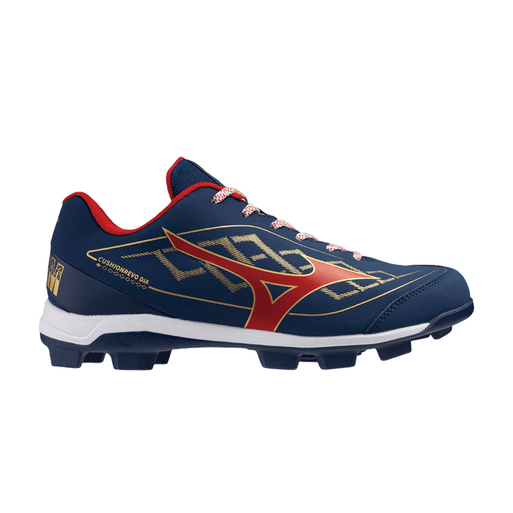 Mizuno Cushionrevo Dia Wide 'Navy Red Gold' — Navy/Red-Gold