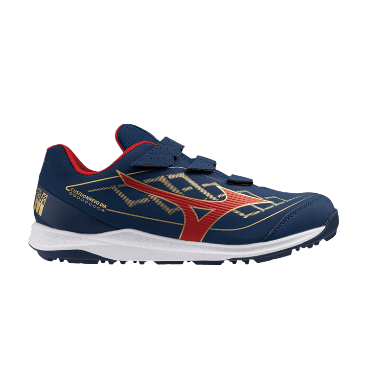 Mizuno Cushionrevo Dia Trainer Wide 'Navy Red Gold' — Navy/Red-Gold