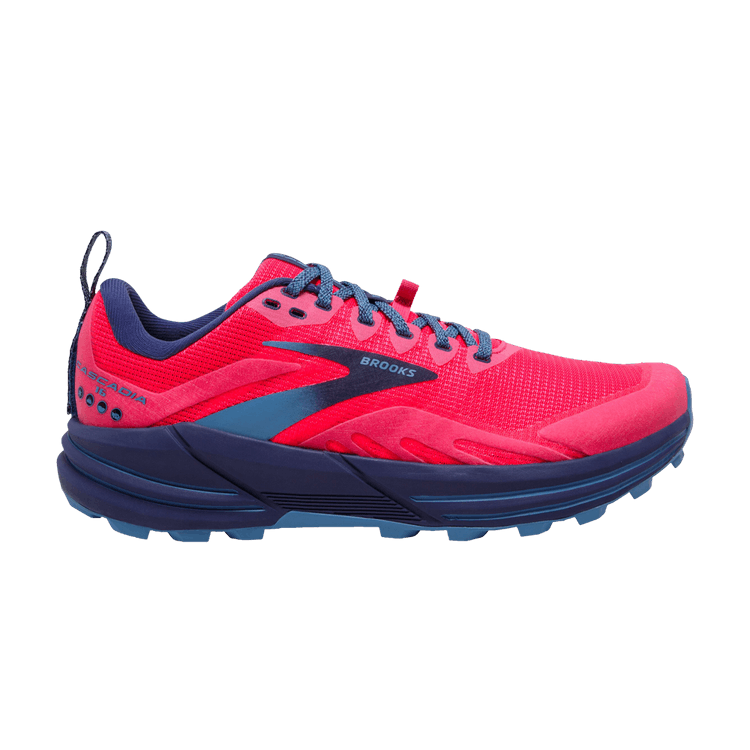 Brooks Wmns Cascadia 16 B Wide 'Pink Cobalt' — Pink/Flambe/Cobalt