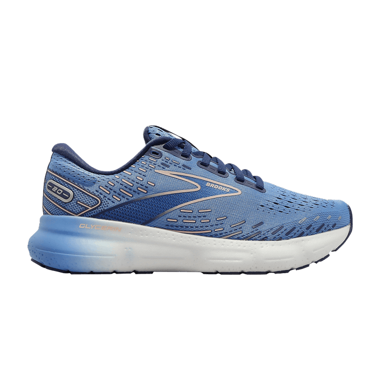Brooks Wmns Glycerin 20 'Blissful Blue' — Blissful Blue/Peach/White