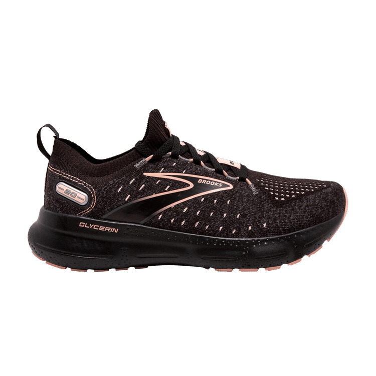 Brooks Wmns Glycerin StealthFit 20 'Black Peach' — Black/Pearl/Peach