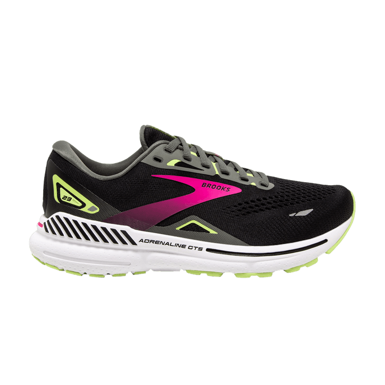 Brooks Wmns Adrenaline GTS 23 Wide 'Black Pink' — Black/Gunmetal/Sharp Green