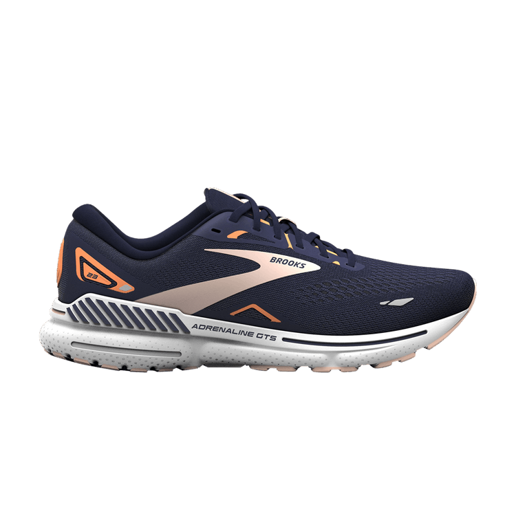Brooks Wmns Adrenaline GTS 23 Wide 'Peacoat Peach' — Peacoat/Tangerine/Peach