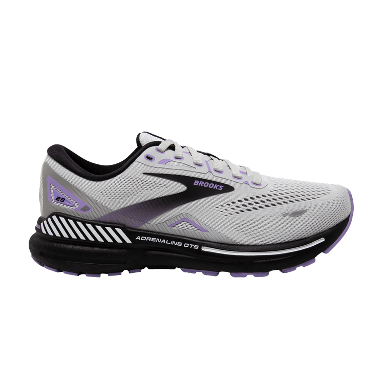 Brooks Wmns Adrenaline GTS 23 2E Wide 'Grey Purple' — Grey/Black/Purple
