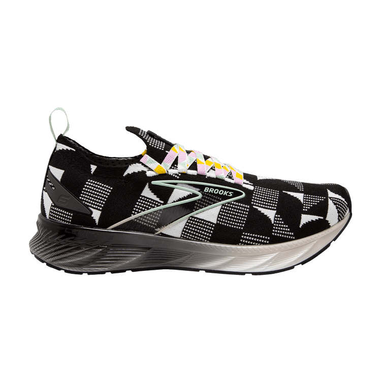 Brooks Wmns Levitate StealthFit 6 'Checkered - Black White' — Black/White/Subtle Green