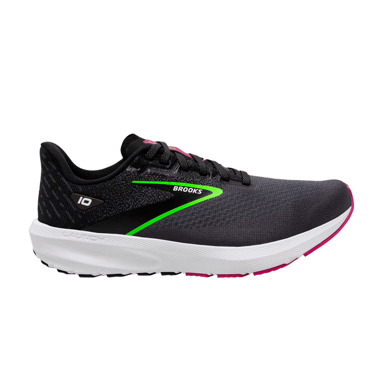 Brooks Wmns Launch 10 Wide 'Black Green' — Black/Blackened Pearl/Green