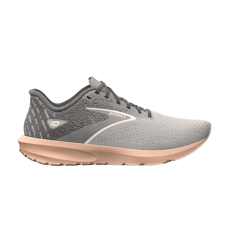 Brooks Wmns Launch 10 Wide 'Grey Pale Peach' — Grey/Crystal Grey/Pale Peach