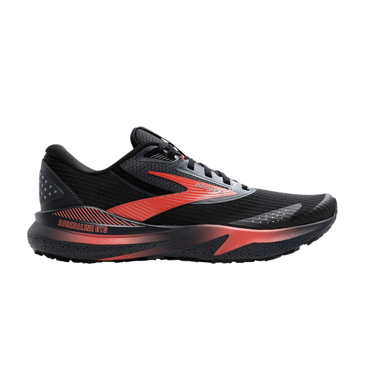 Brooks Wmns Adrenaline GTS 24 Weatherized 'Black Hot Coral' — Black/Ebony/Hot Coral