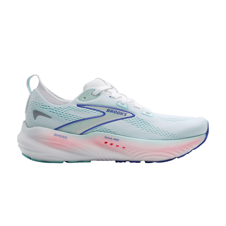 Brooks Wmns Glycerin 22 Wide 'White Limpet Shell Amparo Blue' — White/Limpet Shell/Amparo Blue