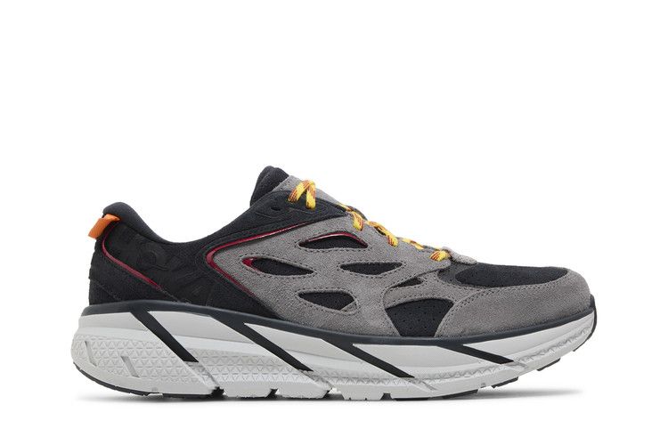 HOKA Clifton L Suede 'Black Lunar Rock' — Black/Lunar Rock