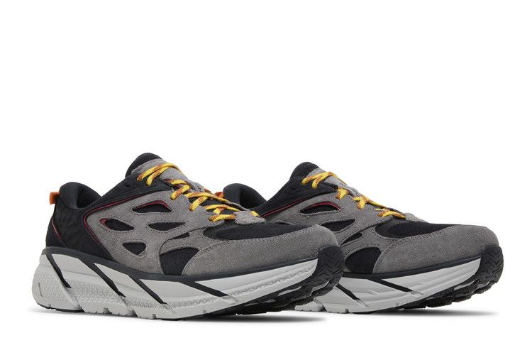 HOKA Clifton L Suede 'Black Lunar Rock' — Black/Lunar Rock