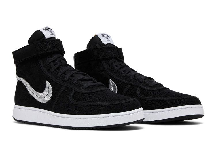 Stussy x Nike Vandal High 'Black' — Black/Metallic Silver/Black
