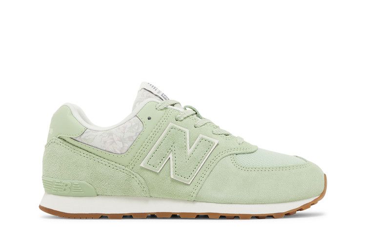 New Balance 574 Big Kid 'Floral - Avocado Gum' — Avocado/Sea Salt