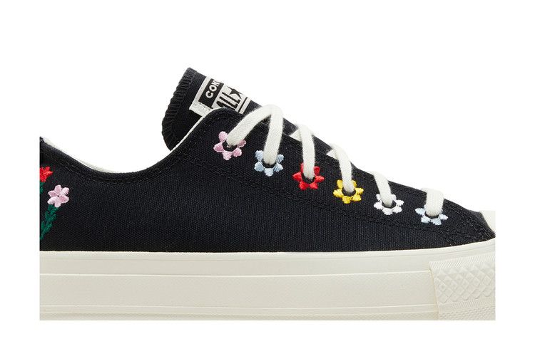 Converse Wmns Chuck Taylor All Star Lift Platform Low 'Floral Embroidery' — Black/Multi/Egret