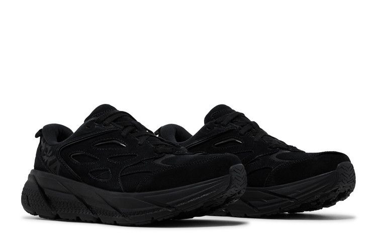 HOKA Clifton L Suede 'Triple Black' — Black/Black