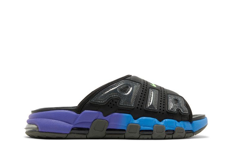 Nike Air More Uptempo Slide 'Black Blue Purple Gradient' — Black/Pacific Blue/Psycho Purple/Shock Green (2)