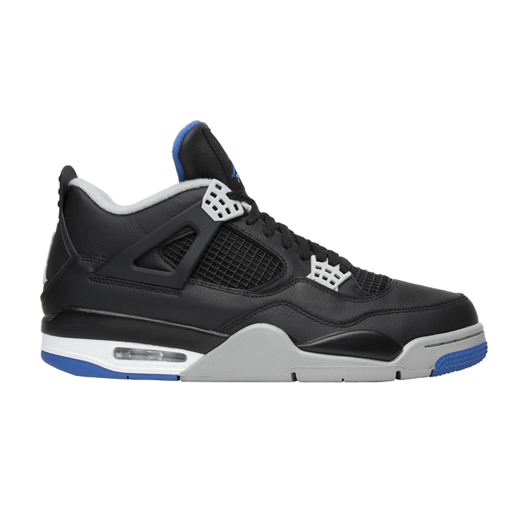 Air Jordan 4 Retro 'Motorsports Alternate' — Black/Game Royal/Matte Silver/White
