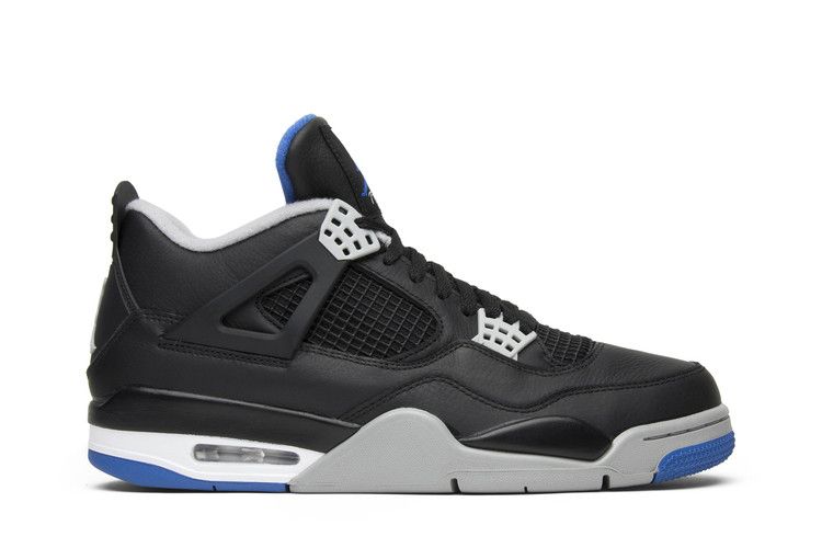 Air Jordan 4 Retro 'Motorsports Alternate' — Black/Game Royal/Matte Silver/White
