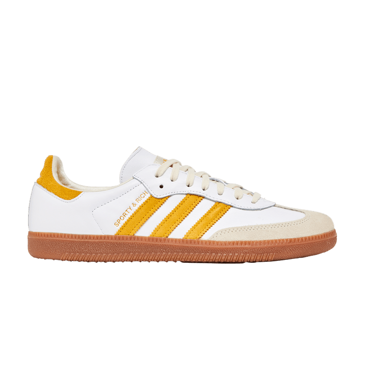 Sporty &amp; Rich x adidas Samba OG 'White Bold Gold' — Cloud White/Bold Gold/Cream White
