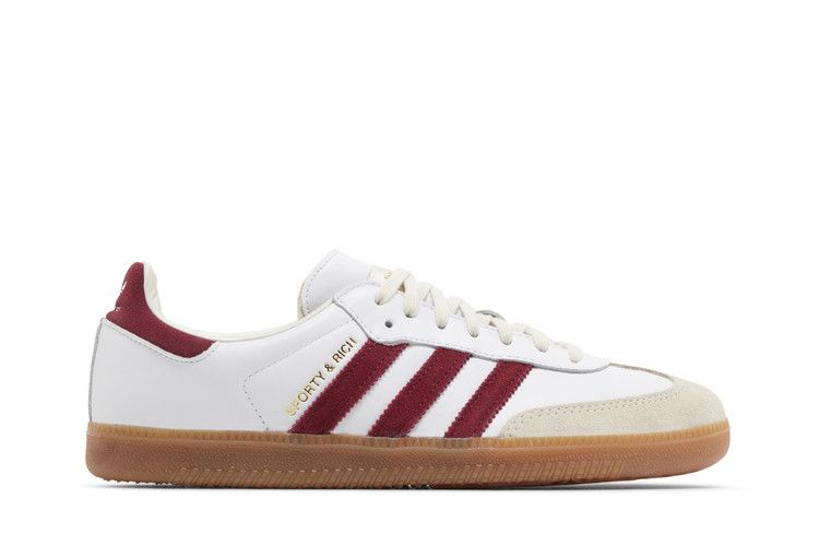 Sporty &amp; Rich x adidas Samba OG 'White Core Burgundy' — Footwear White/Core Burgundy/Cloud White