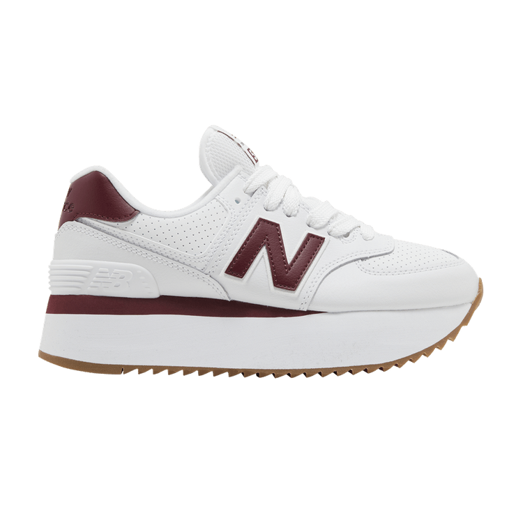 New Balance Wmns 574+ 'White Burgundy' — White/Burgundy