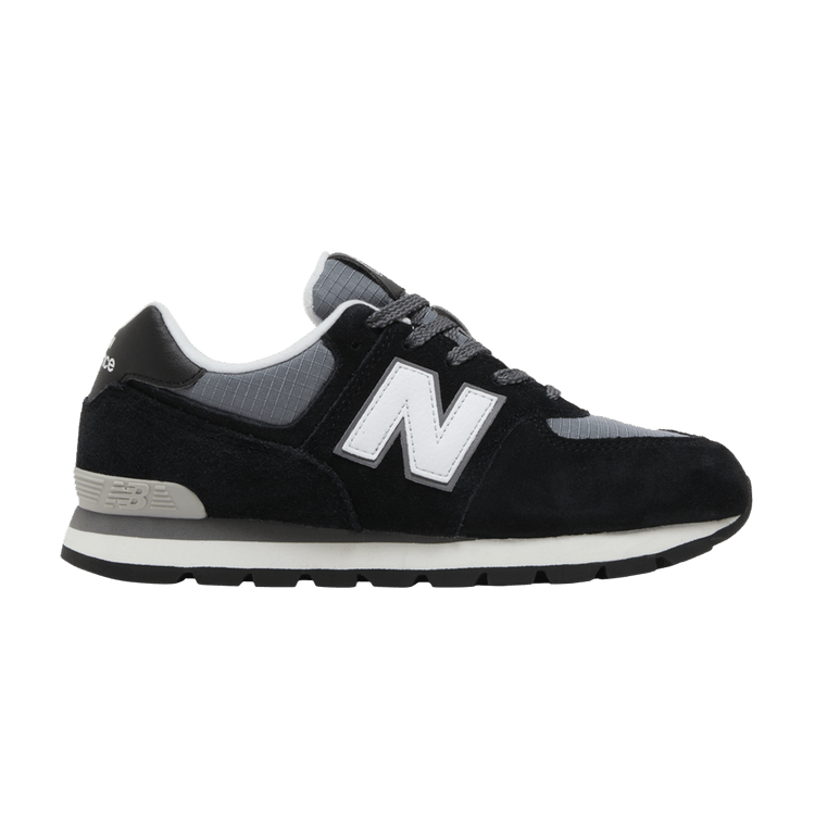 New Balance 574 Big Kid Wide 'Black White' — Black/White